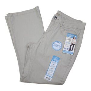 Rider By Lee Womens Slender Stretch Mid-Rise Bootcut Chino Pants 12P Flared Tan